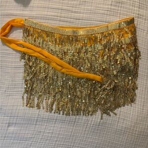 Gold Sequin Fringe Belt